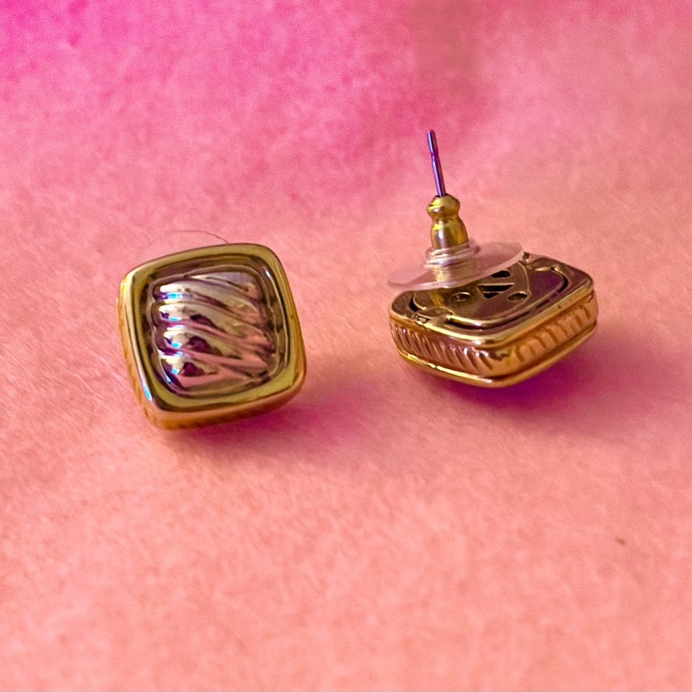 Vintage Monet silver and gold tone post earrings